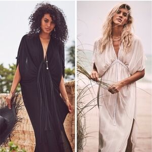 Devon Windsor Black Gracie Kaftan Braided Cover Up Dress